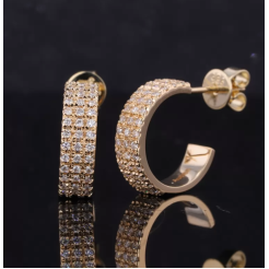1mm Round Brilliant Cut Moissanite 14K Yellow Gold Diamond Earrings