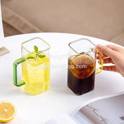 China factory new product glass cup with color handle
