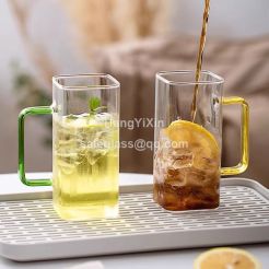 China factory new product glass cup with color handle