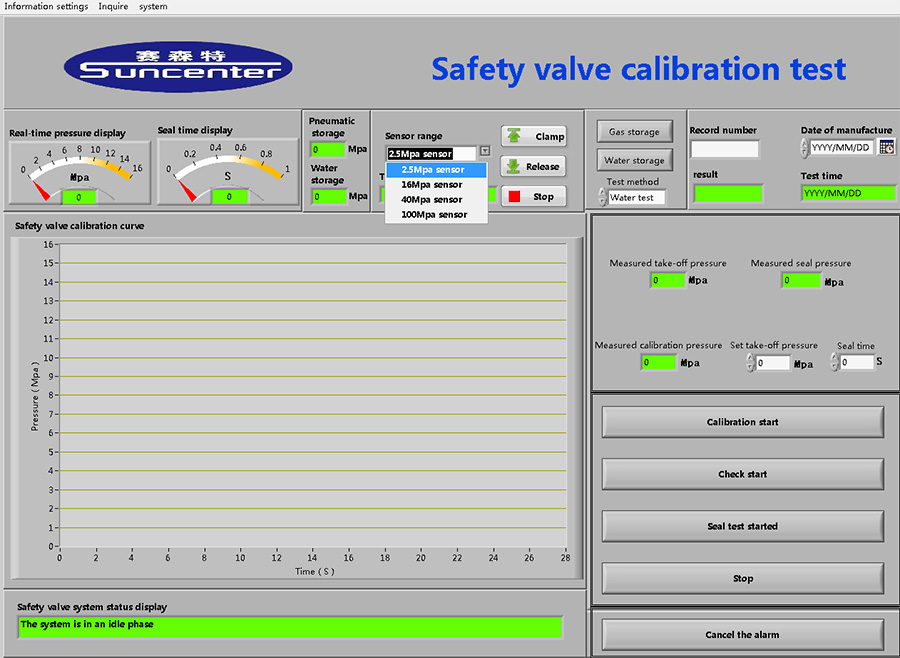 Computer Control Model Safety Pressure Relief Valve Test Bench