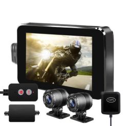 PSMT23C Motorcycle Dash Cam.1080P+1080P/4-inch IPS, WIFI/GPS Track Record and Other Advantages.